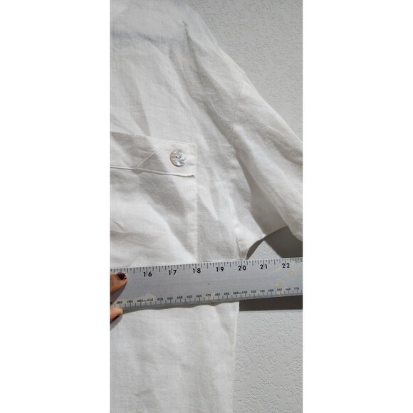 Vintage Jean Jones Shirt Chest Pockets Button Front Linen Top Lagenlook - Picture 7 of 11